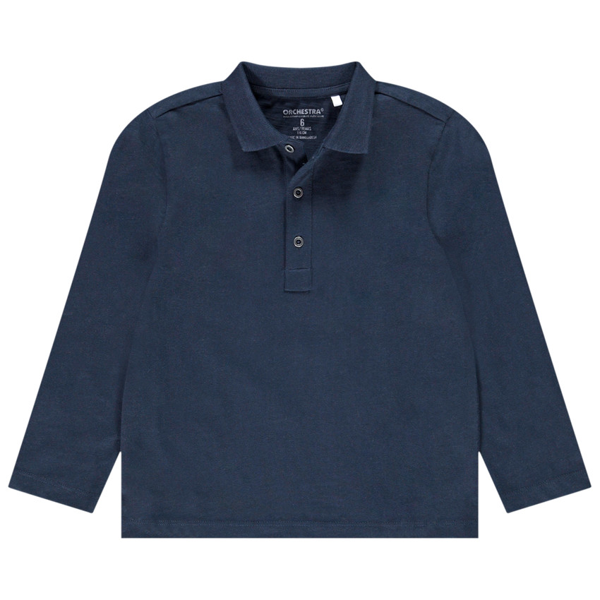 Polo de manga larga de algodón liso para niño  Additional Polo de manga larga de algodón liso para niño