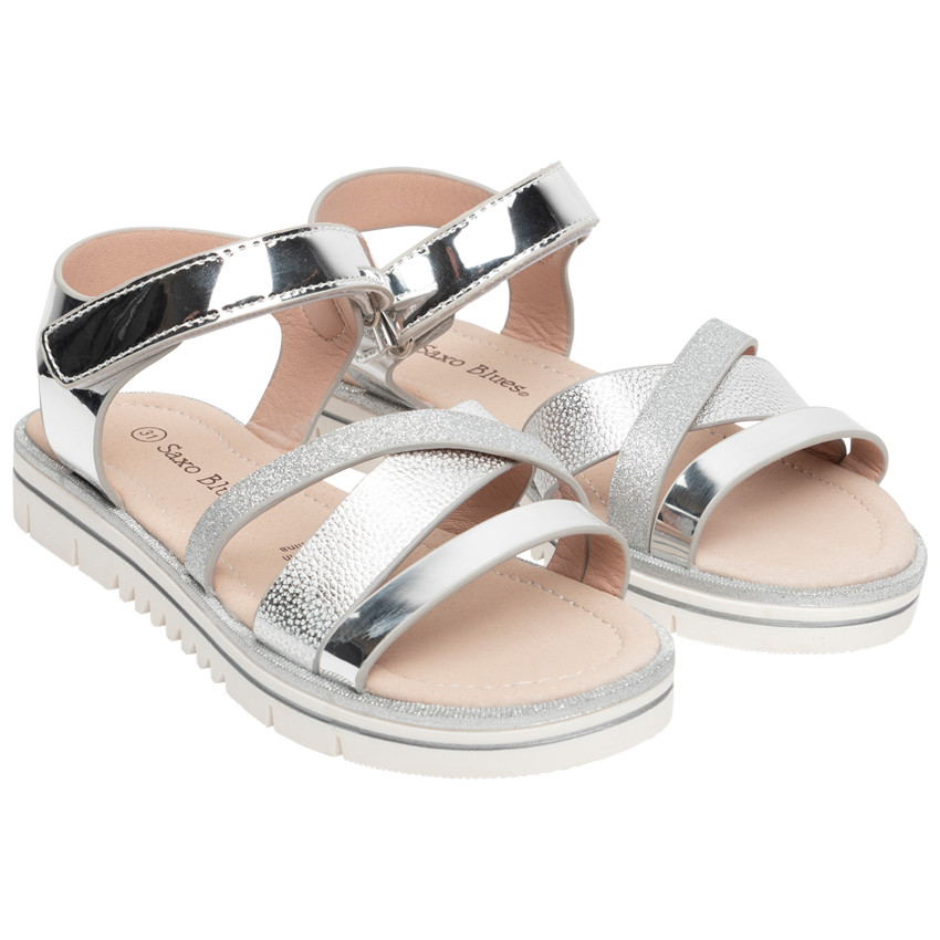 Sandales argentées à brides pour enfant fille 