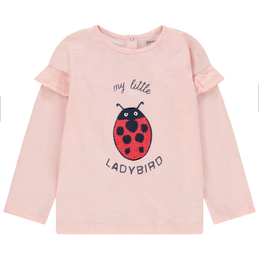 Camiseta manga larga con volantes print mariquita 