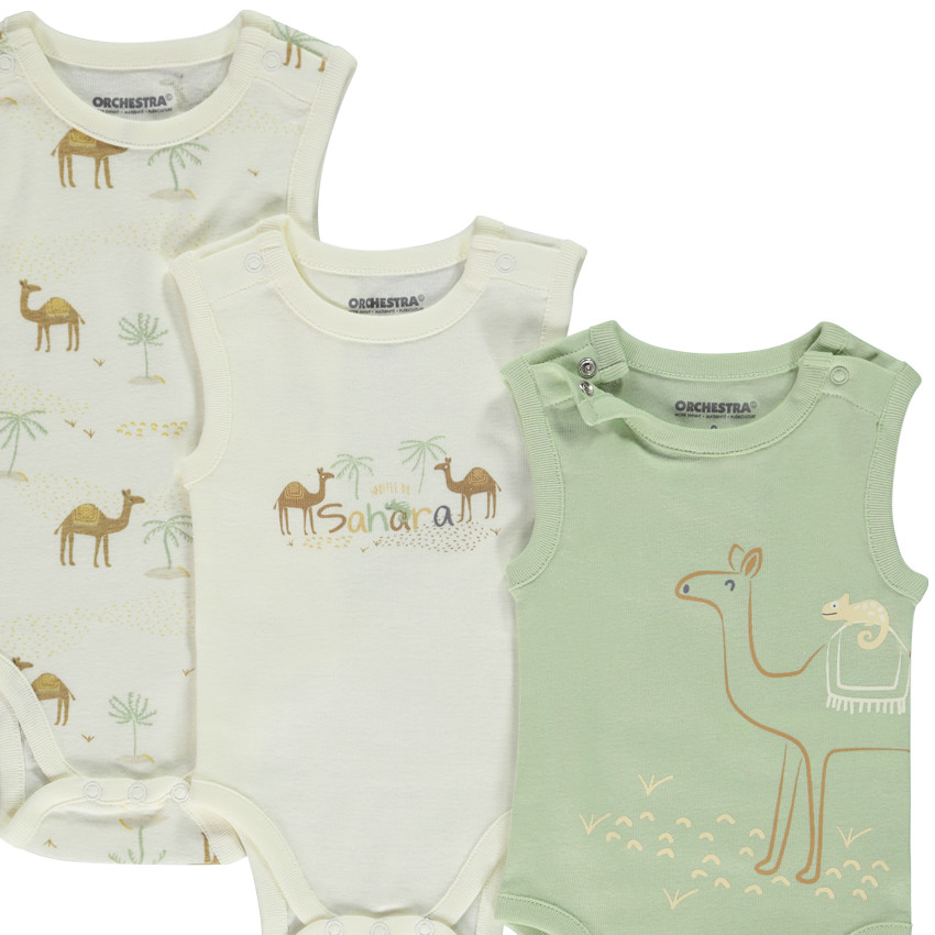 Lote de 5 bodies sin mangas con motivos de dromedarios para bebé niño 