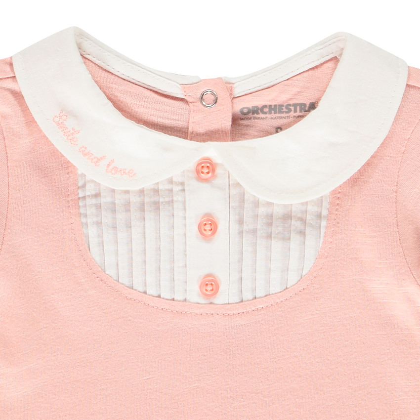 Pelele de manga larga con cuello Claudine de jersey para bebé niña 