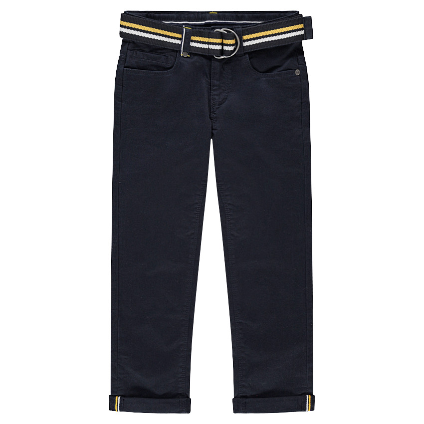 Pantalón de sarga azul marino con cinturón trenzado desmontable  Additional Pantalón de sarga azul marino con cinturón trenzado desmontable