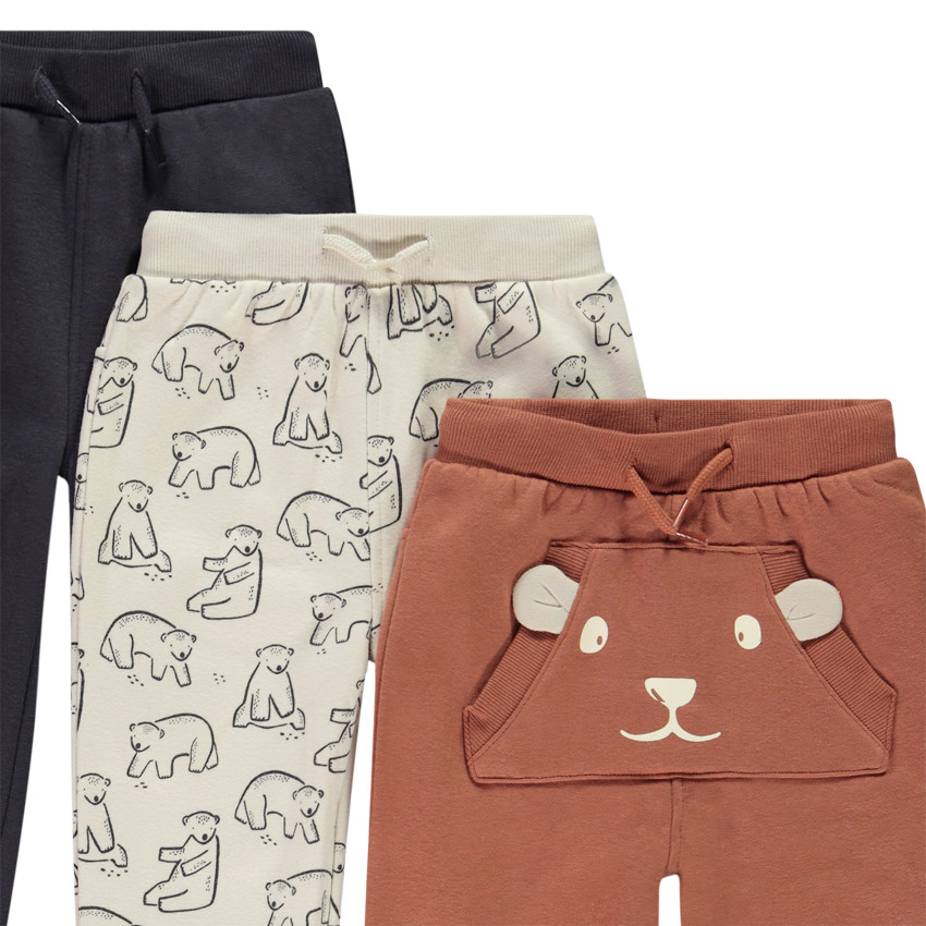 Pack de 3 joggings de felpa con estampado para bebé niño 