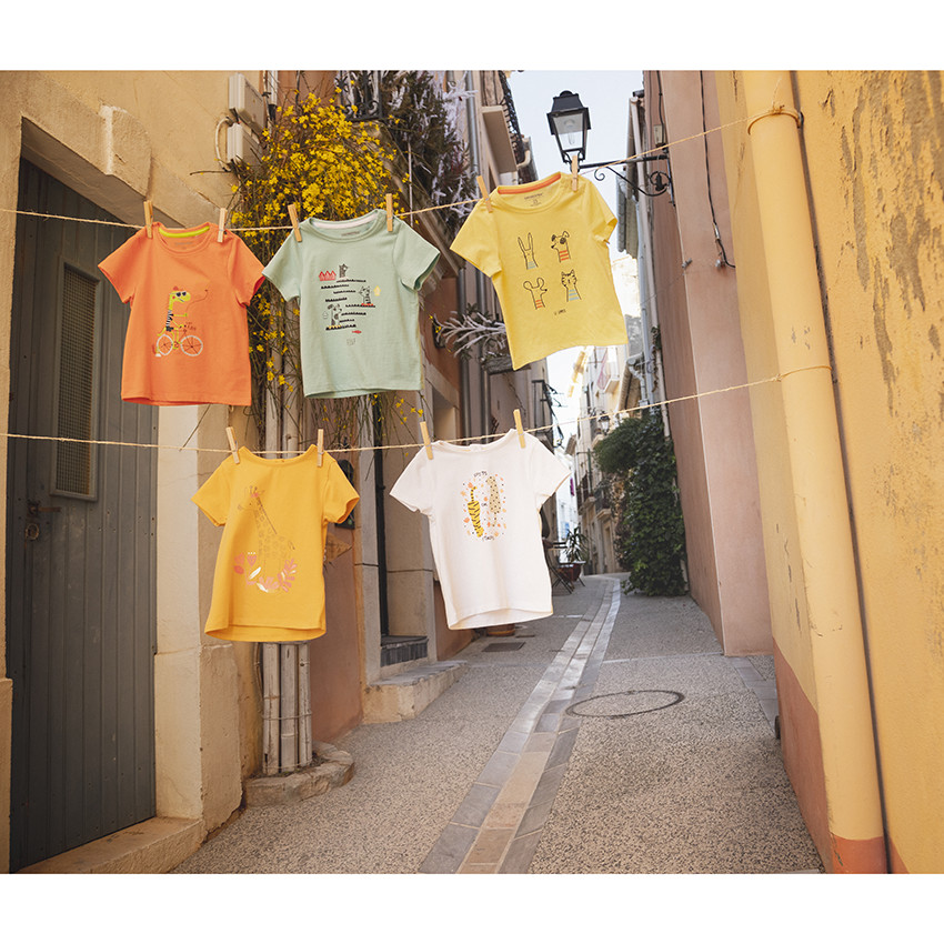 Camiseta de manga corta con estampado de animales para bebé niño 