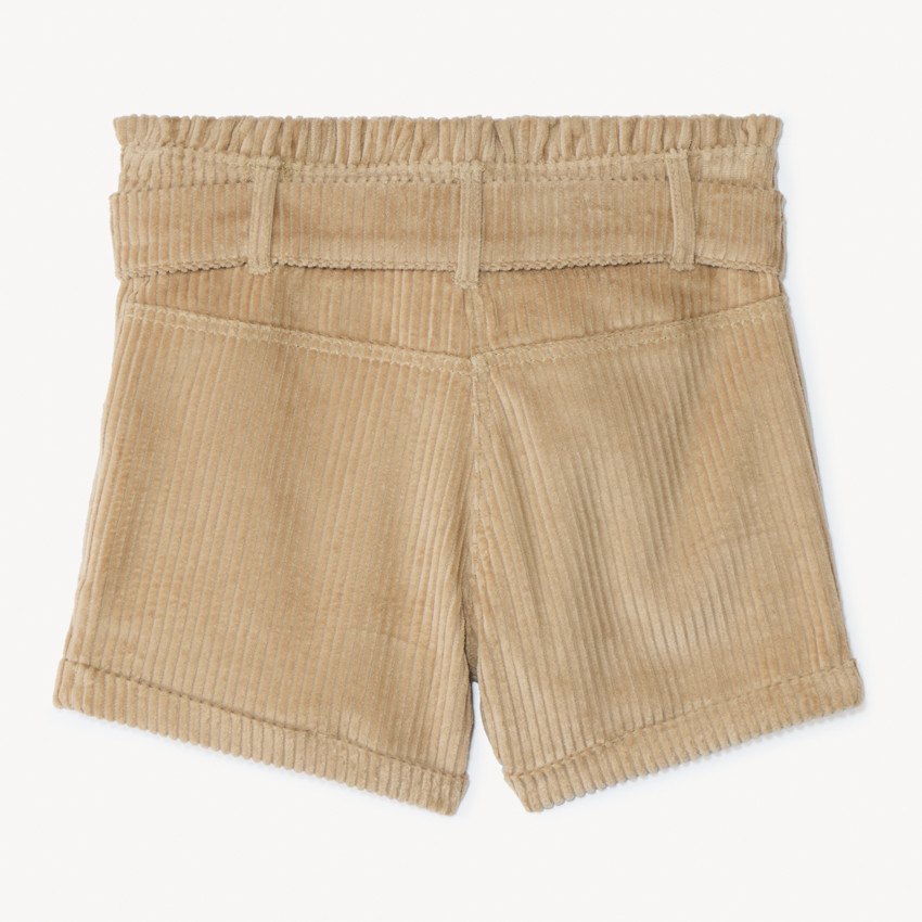 Short en velours côtelé + ceinture à nouer pour fille 