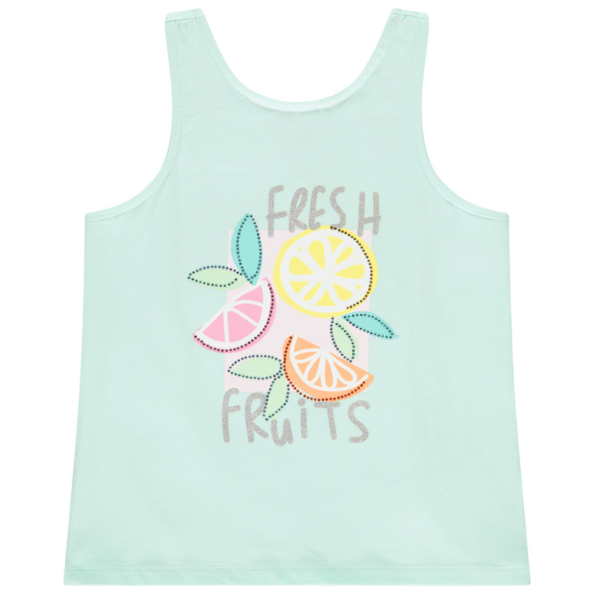 Camiseta sin mangas con strass y espalda cruzada para niña 