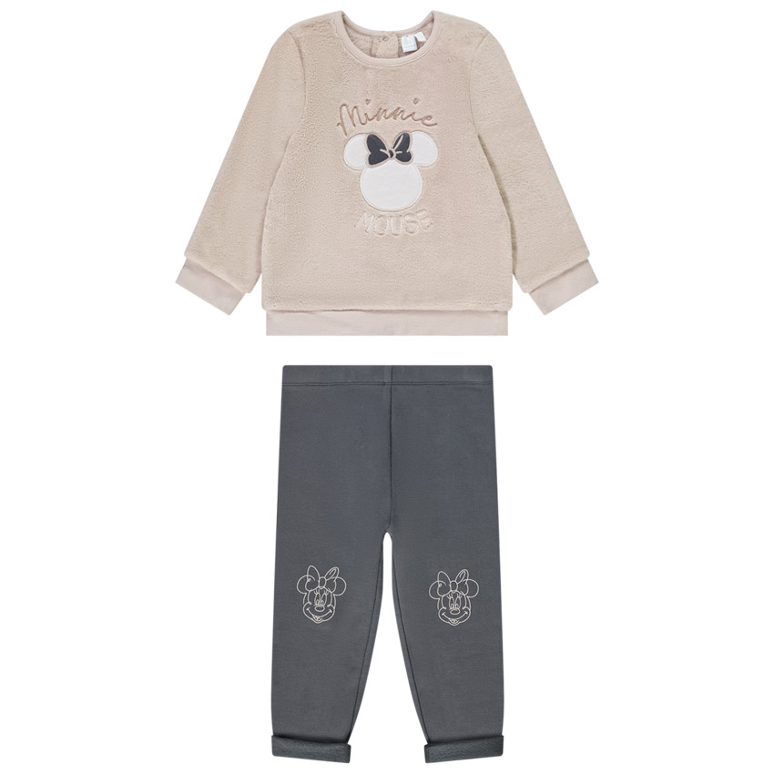 Ensemble 2 pi ces en sherpa broderie Minnie Disney pour b b fille