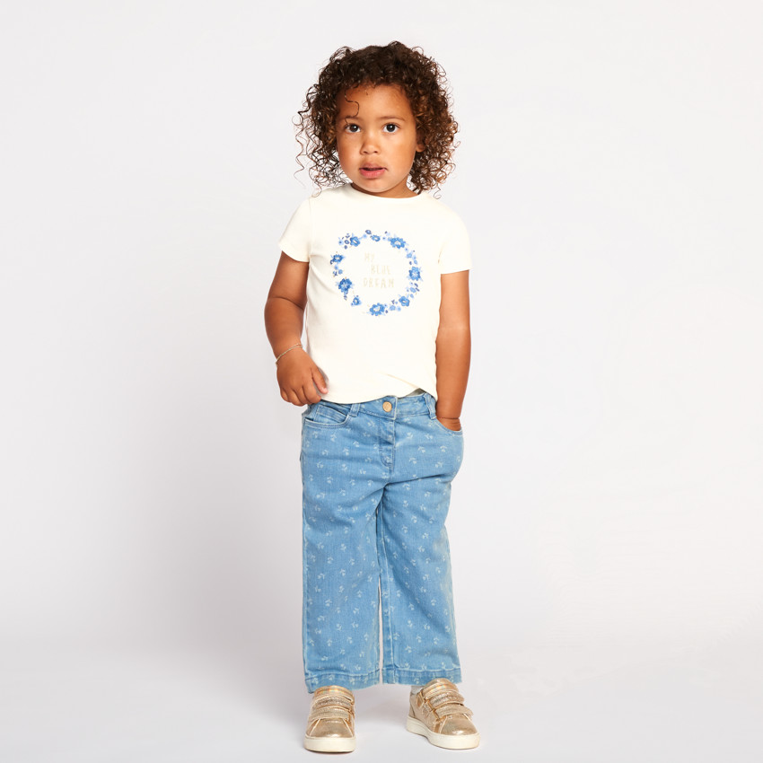 T-shirt manches courtes brodé fleurs pour bébé fille 