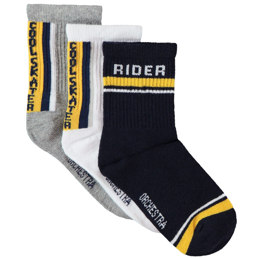 Lot de 3 paires de chaussettes à détails contrastés pour garçon Main Lot de 3 paires de chaussettes à détails contrastés pour garçon