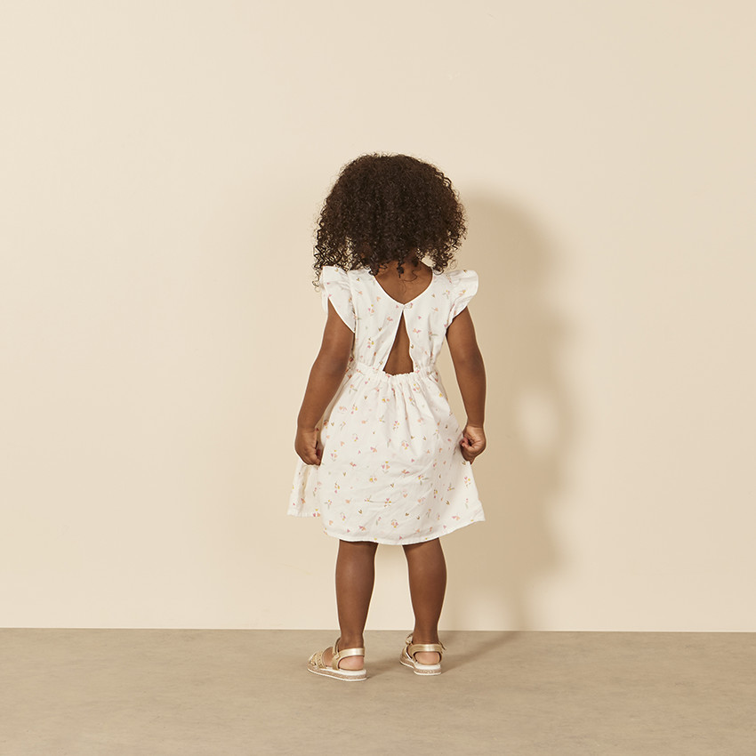 Vestido de manga corta con volantes y estampado floral para bebé niña 