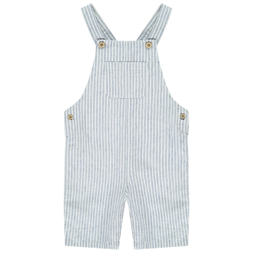 Pelele corto rayado con botones de coco para bebé niño 
