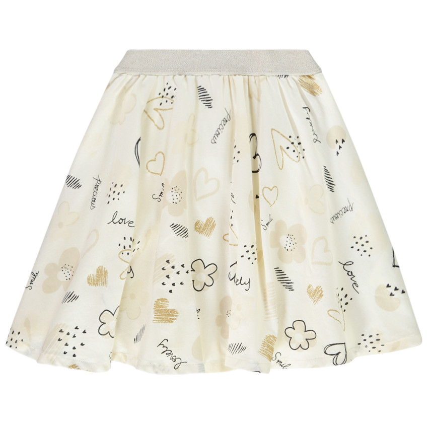 Falda corta de ceremonia de algodón con estampado fantasía para niña 