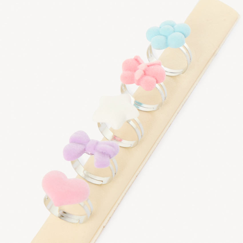 Lote de 5 anillos de fantasía suaves para niña 