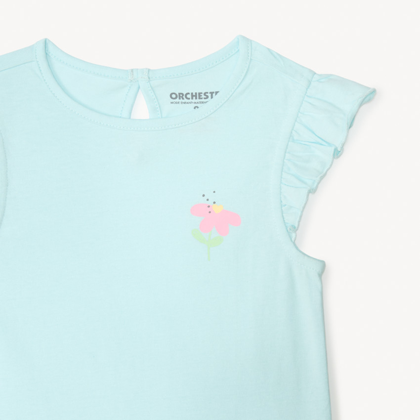 Lote de 4 camisetas de manga corta con estampados divertidos para bebé niña. 