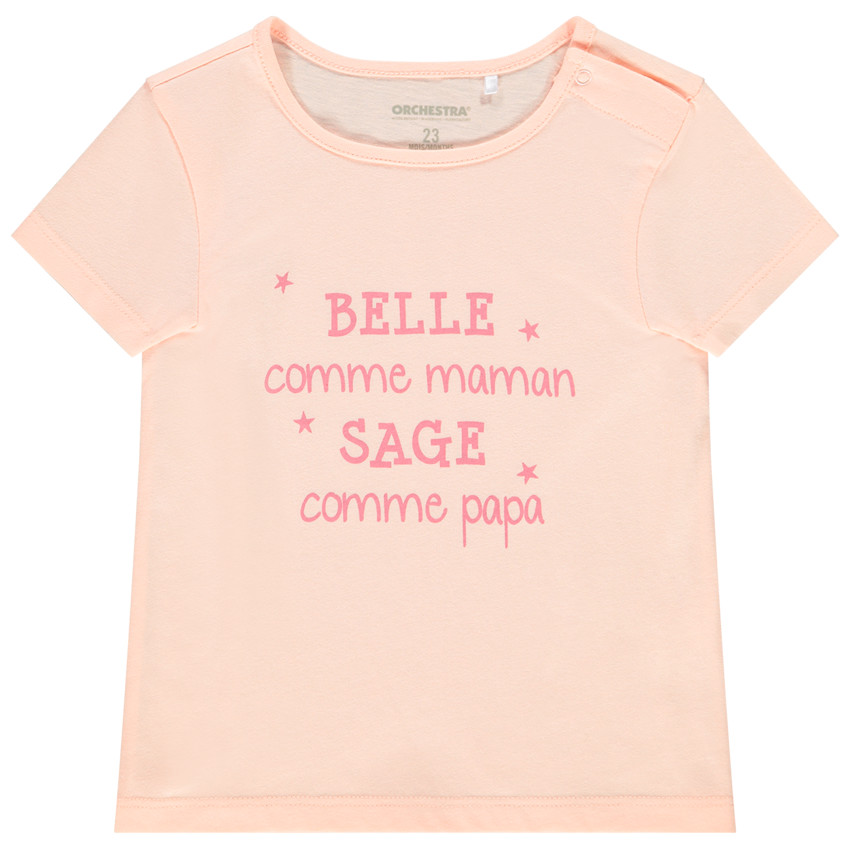 Camiseta de manga corta con mensaje para bebé niña 