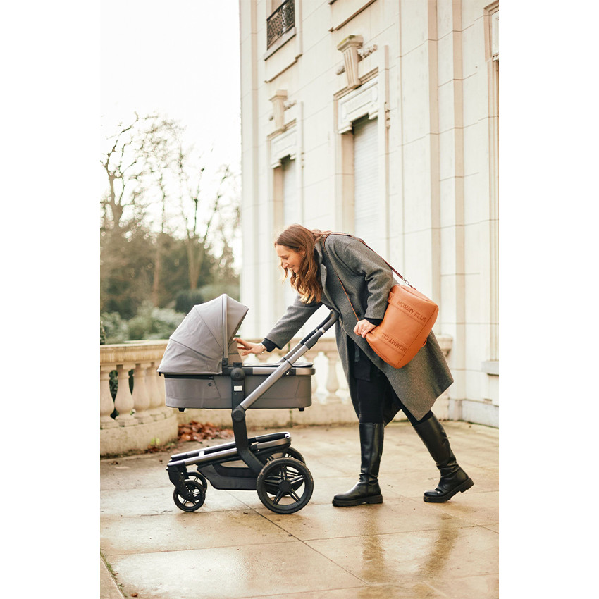 Bolso cambiador Mommy Club Signature de cuero vegano marrón 