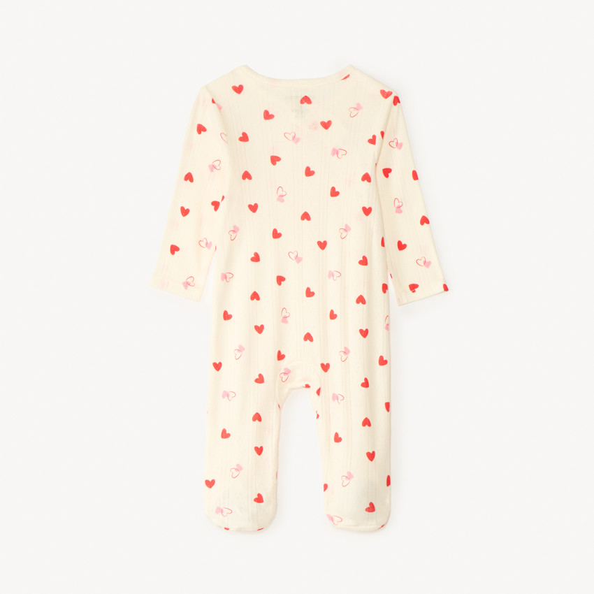 Pelele de punto con estampado de corazones para bebé niña con diferentes aperturas según la edad 