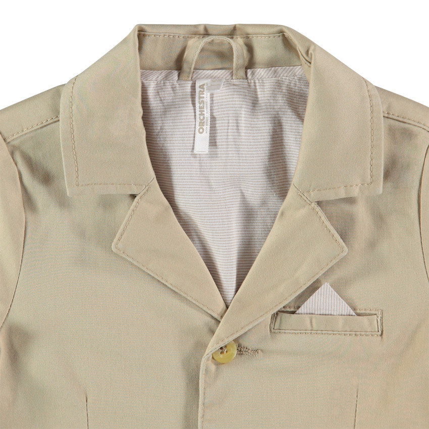 Americana lisa con forro de rayas y bolsillos 