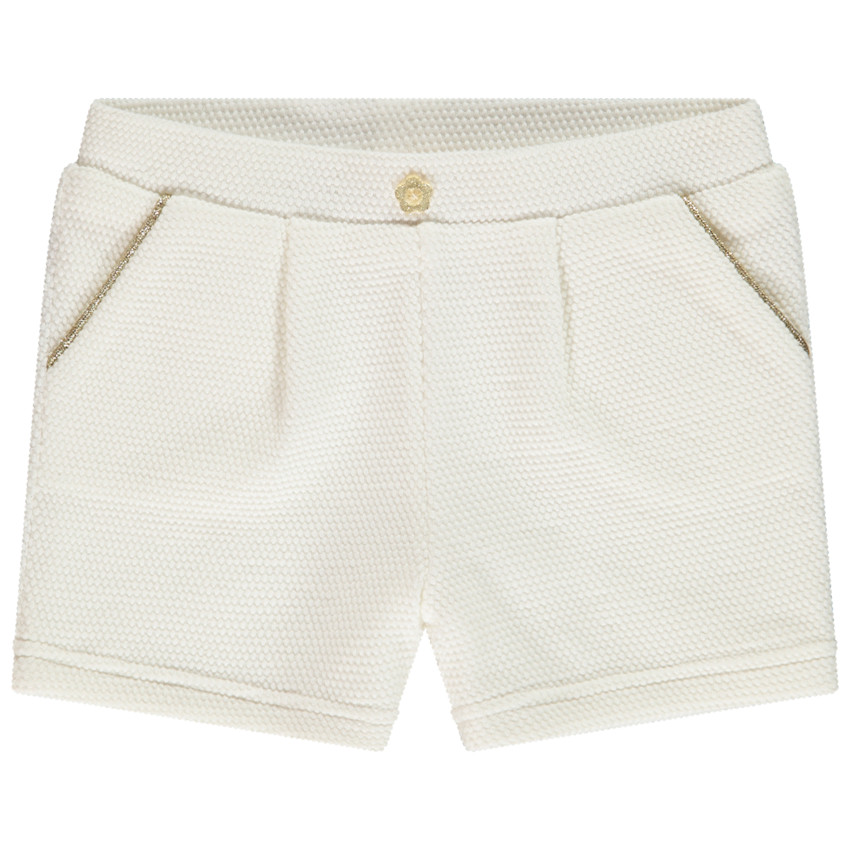 Short de punto con detalles de lurex para bebé niña 