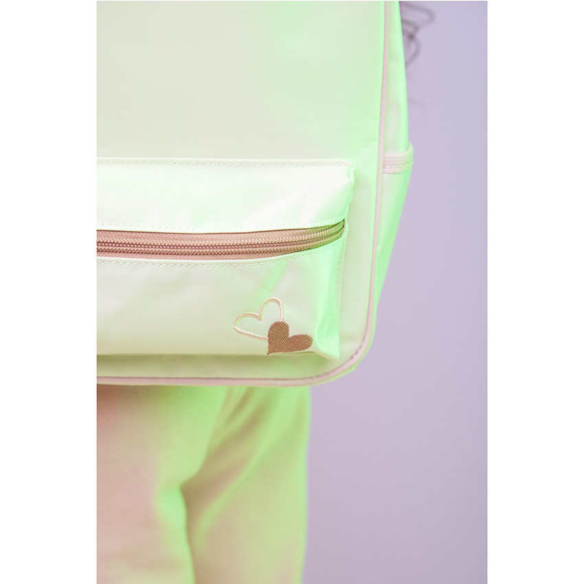 Mochila repelente al agua con bordado de corazones para niña 