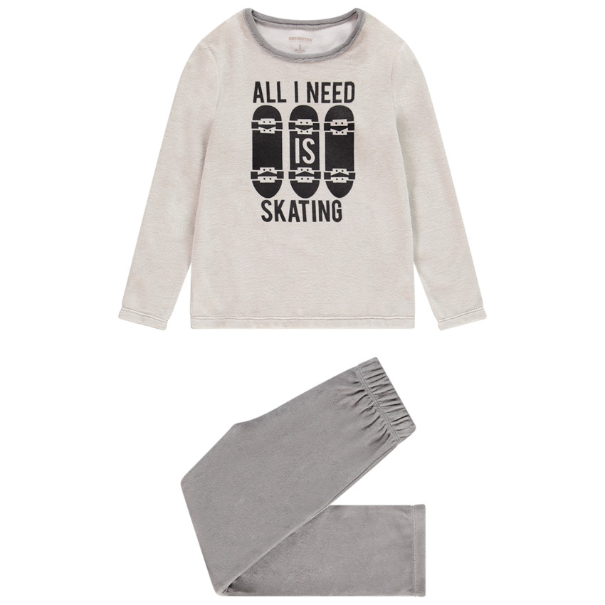 Pijama de terciopelo con estampado de skate para niño  Additional Pijama de terciopelo con estampado de skate para niño