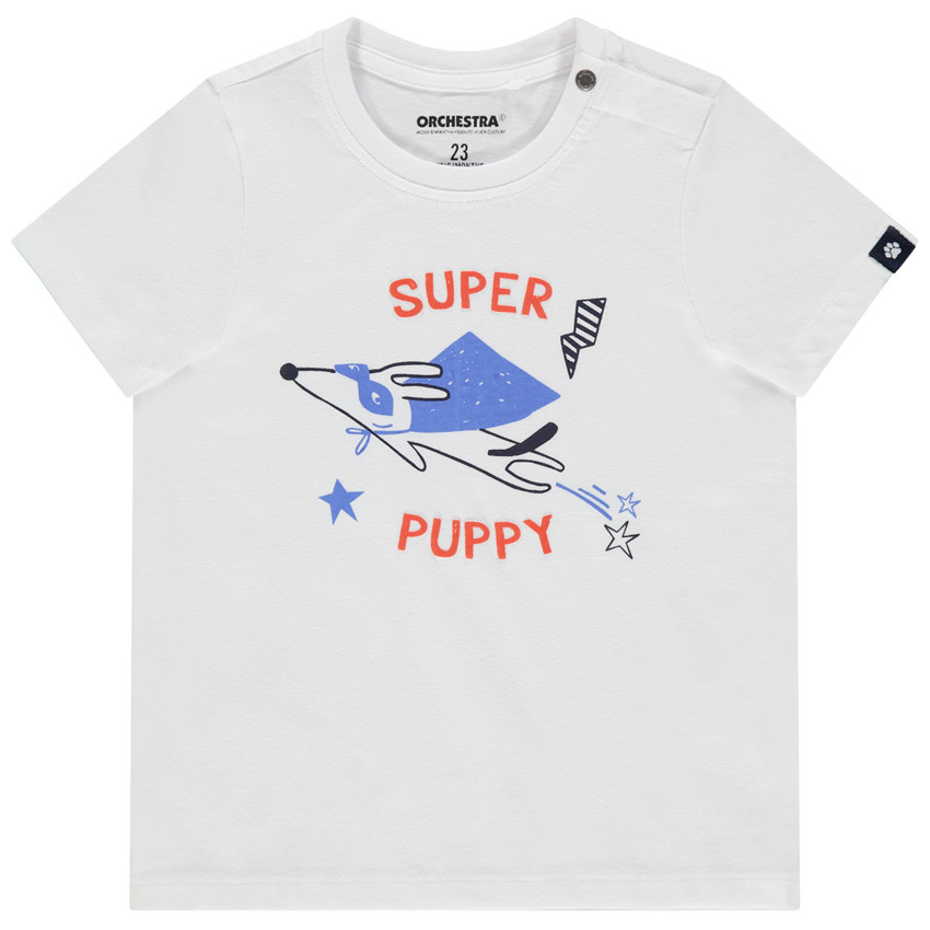 Camiseta de manga corta de algodón ecológico con estampado de superhéroes 