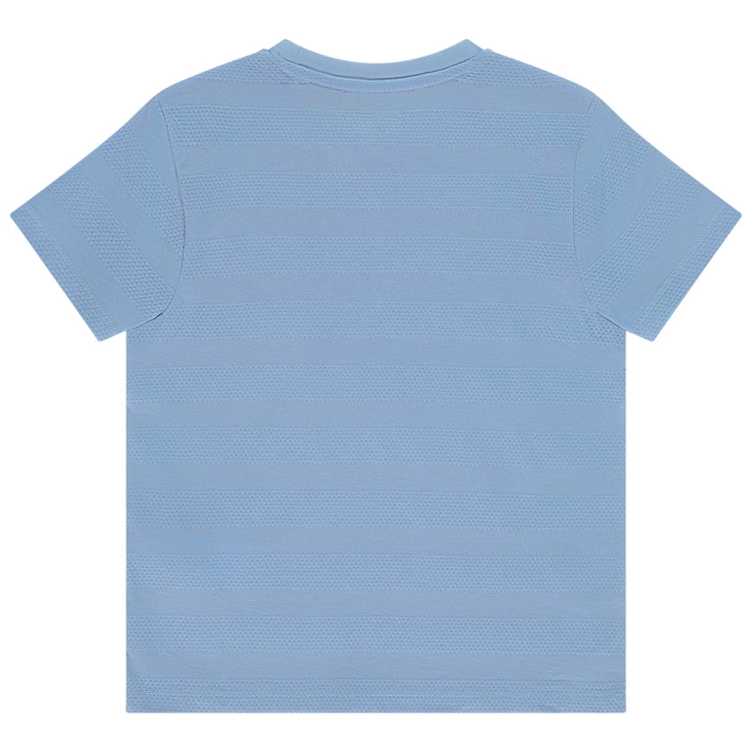 Camiseta de manga corta unicolor con efecto de bandas texturizadas para niño 