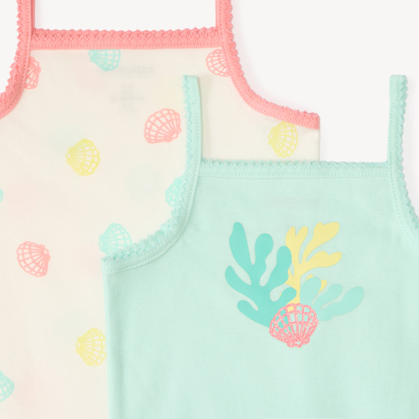 Conjunto de 5 bodies sin mangas con estampado de playa para niña. 