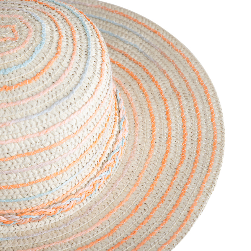 Sombrero de paja trenzada con ribetes de colores para niña 