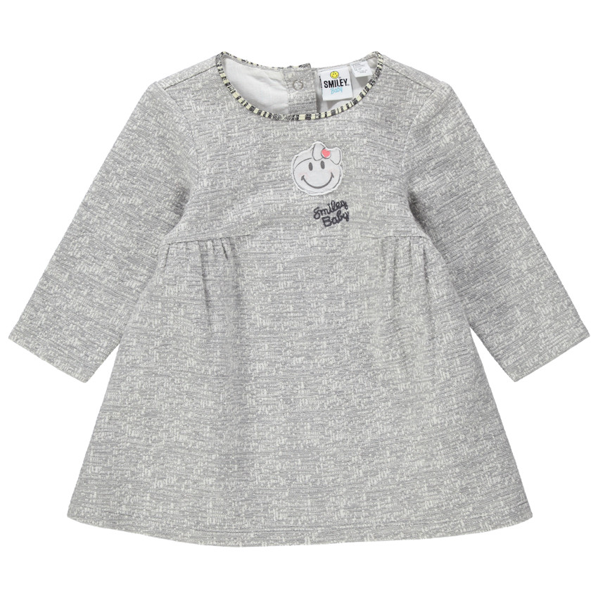 Vestido de manga larga de punto de fantasía con Smiley estampado 