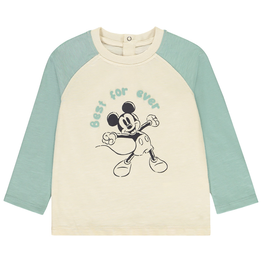 Camiseta de manga larga contrastada Mickey Disney para bebé niño 
