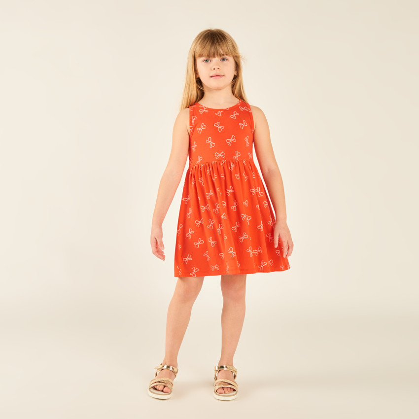 Vestido sin mangas con estampado de lazos para niña 