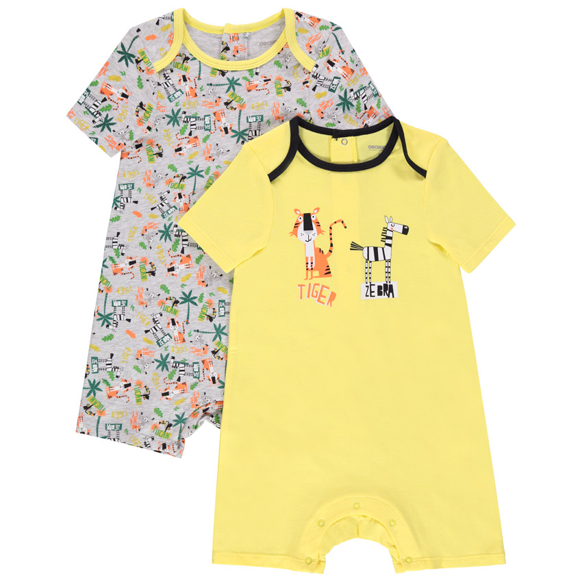 lote de 2 mono cortos  print animales de la jungla 