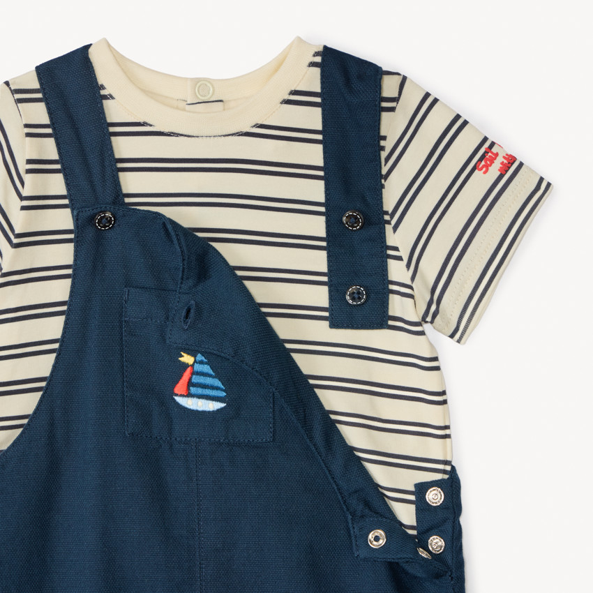 Conjunto de overoles + camiseta de rayas para bebé niño 