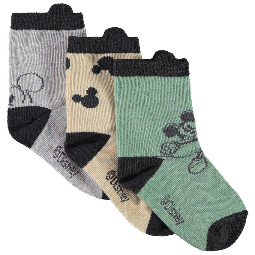Pack de 3 pares de calcetines Mickey Disney para bebé niño 