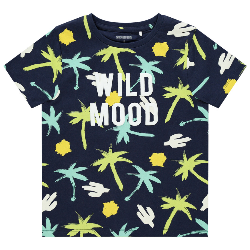 Camiseta manga corta algodón orgánico estampado all-over  