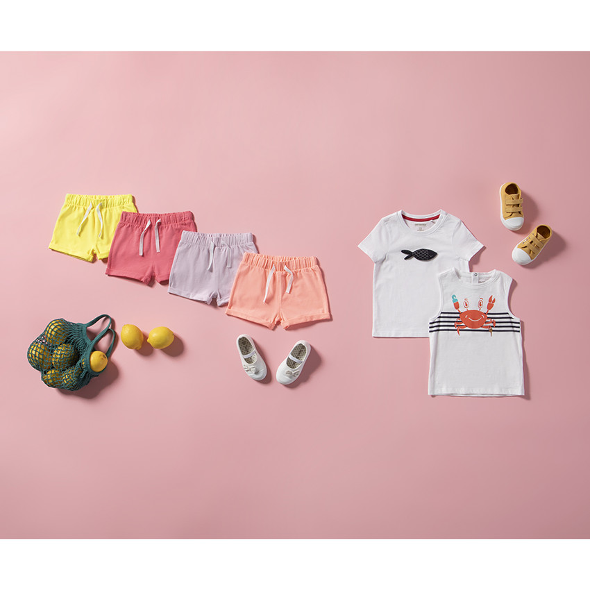 Short de felpa liso para bebé niña 