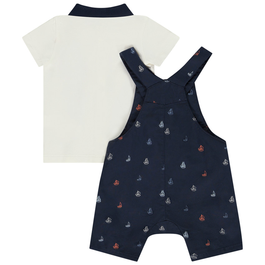 Conjunto de 2 piezas con peto estampado de veleros para bebé niño 