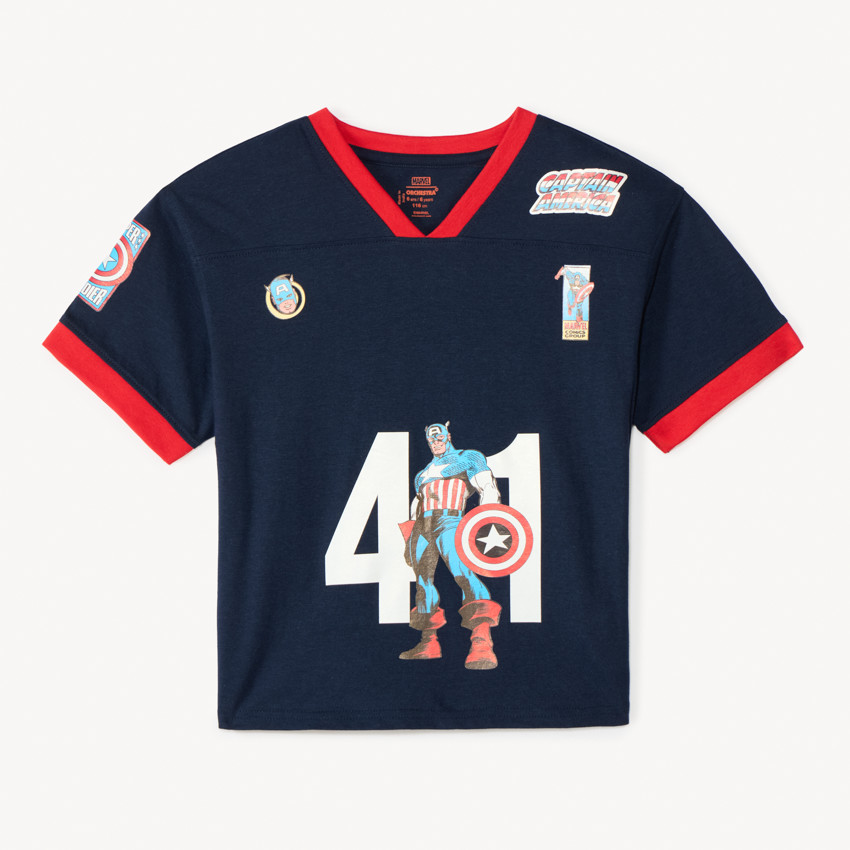 Camiseta de manga corta de jersey de Captain America Marvel para niño 