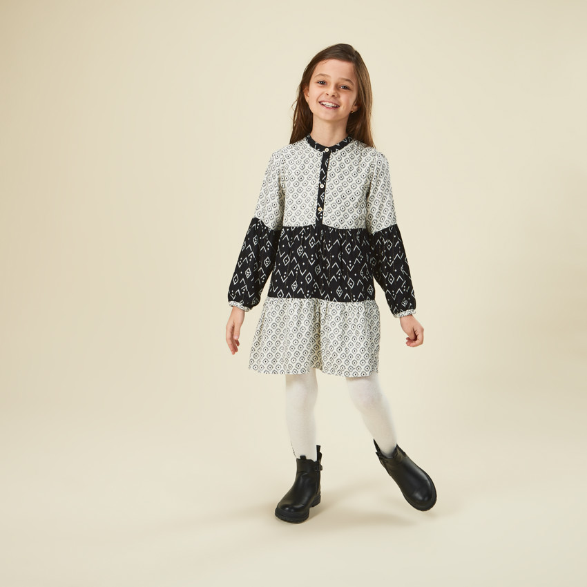 Robe de niña de manga larga con estampado ikat  Additional Robe de niña de manga larga con estampado ikat