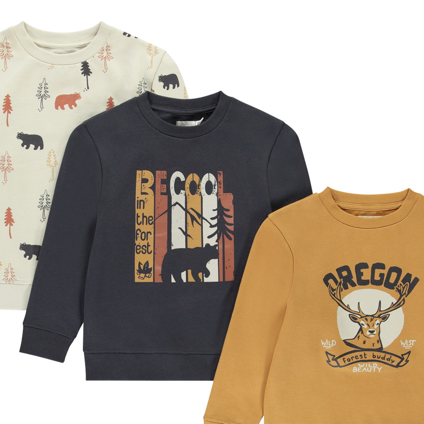 Pack de 3 sudaderas de felpa con estampados fantásticos para niño 