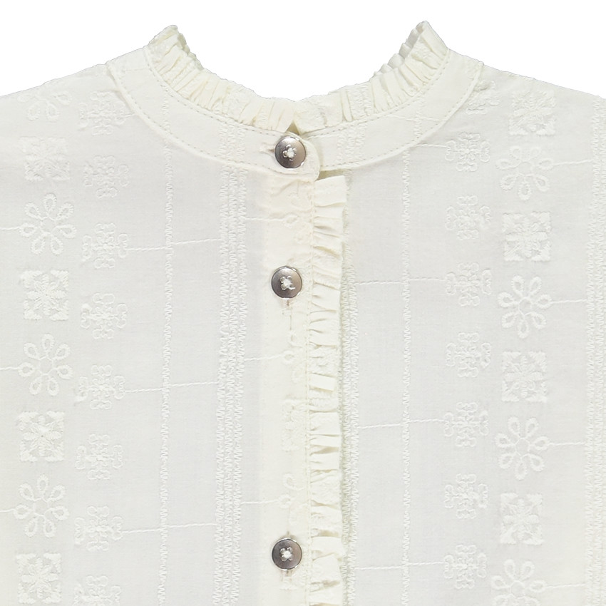 Camisa bordada de manga larga abullonada niña 