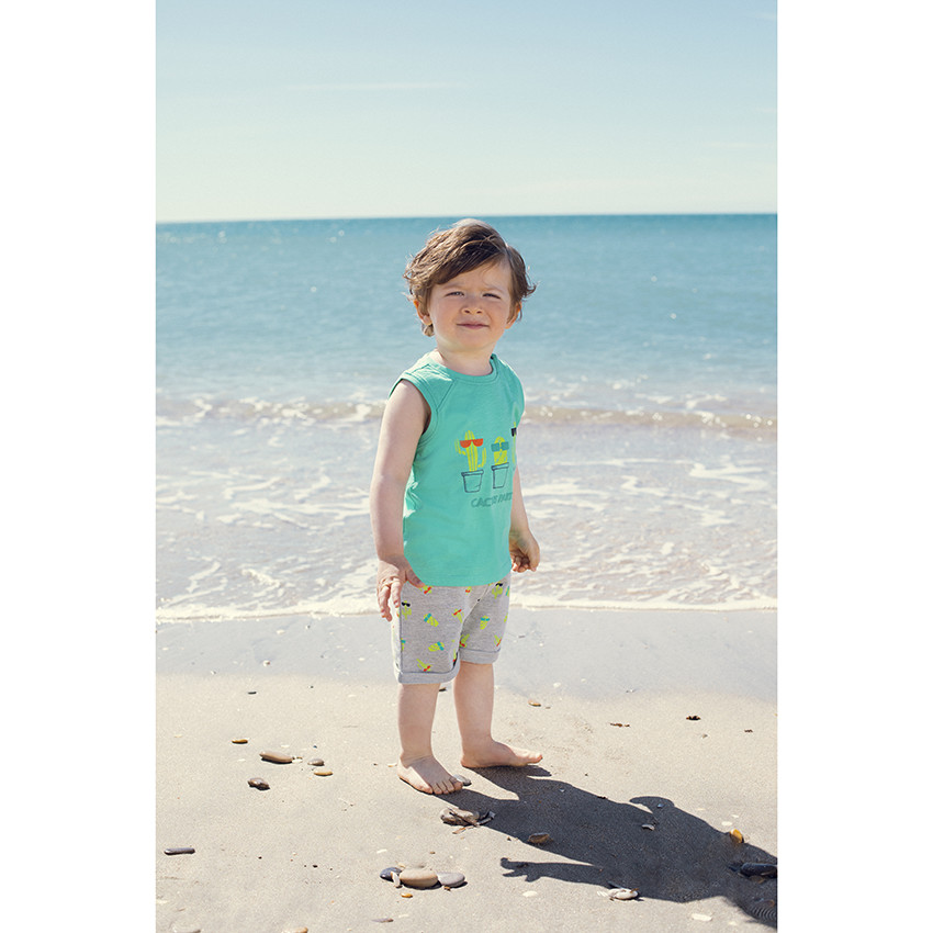 Conjunto camiseta sin mangas y bermudas estampado cactus all-over 