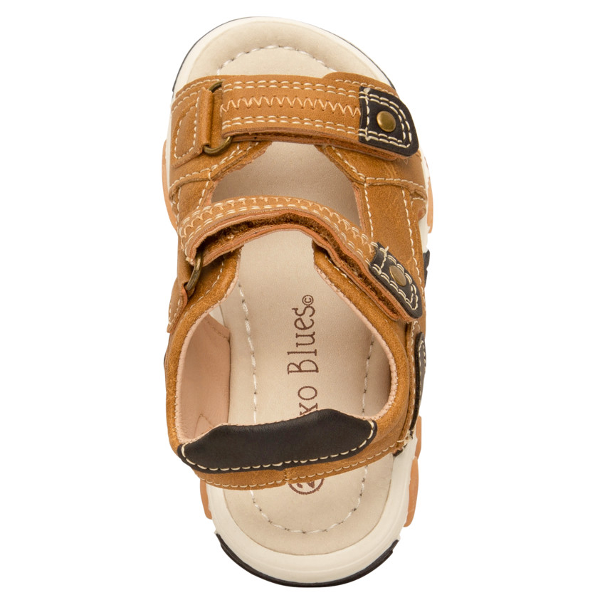 Sandalia camel con doble velcro para bebé niño 