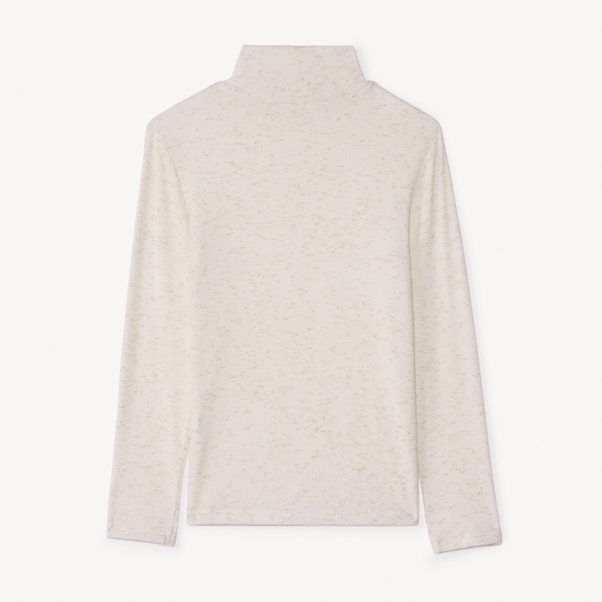 Pelele brillante efecto acanalado con cuello chimenea para niña 