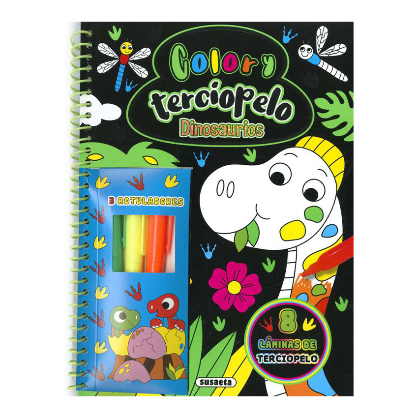 Libro para colorear Color y terciopelo Dinosaurios  +4 años 