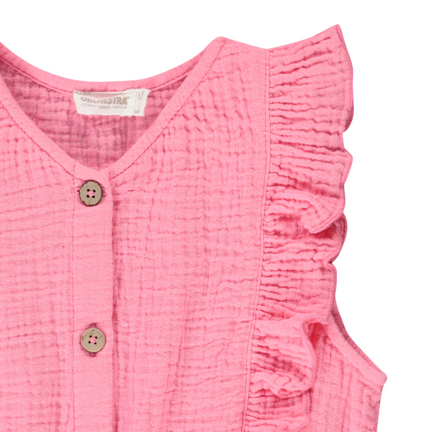 Pelele de gasa de algodón con volantes para niña 