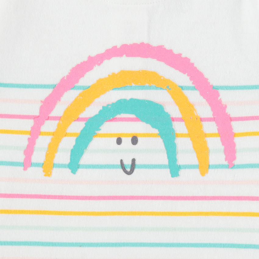 Marinera de algodón ecológico con rayas de colores y arcoíris estampado 