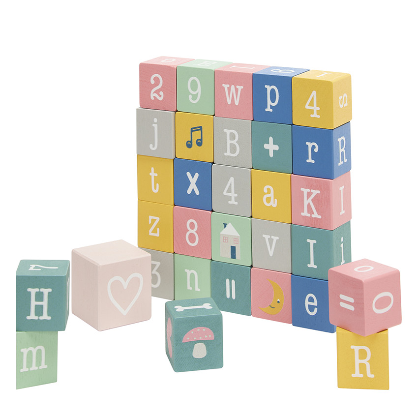 Set de 30 cubes alphabet en bois Little Poesy 
