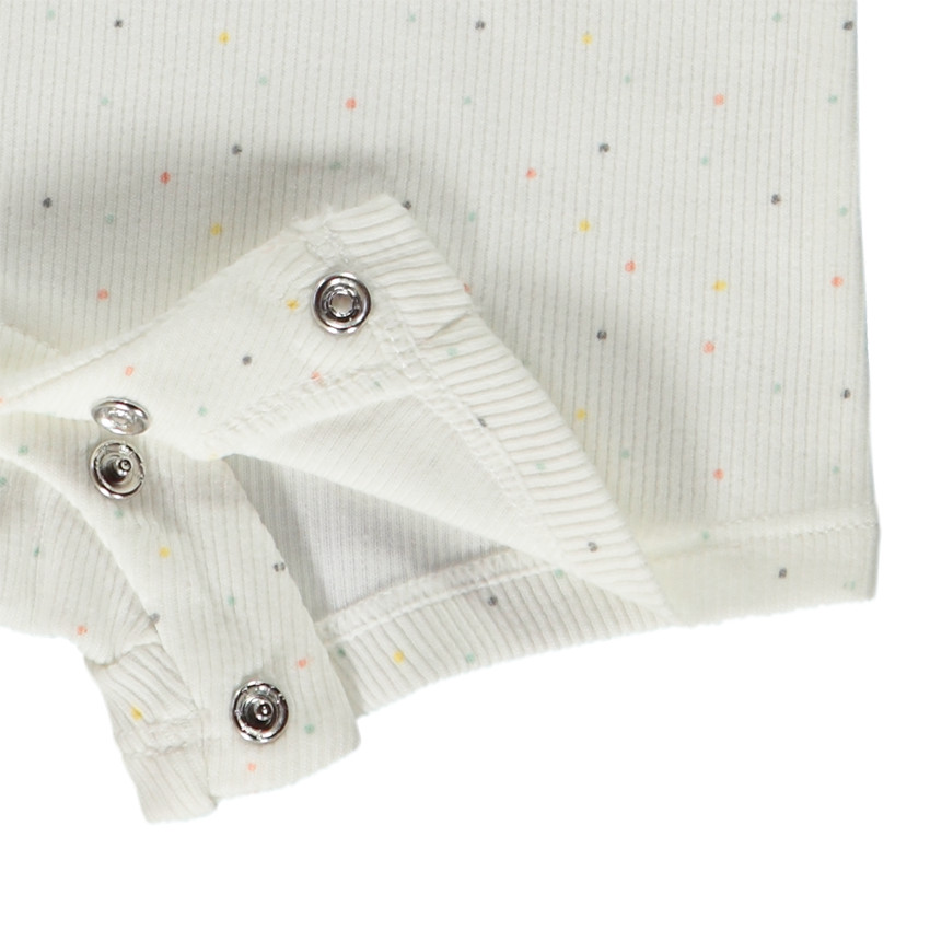Mono corto de canalé con estampado de lunares para bebé 